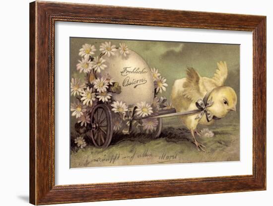 Glückwunsch Ostern, Küken Mit Osterei, Gänseblümchen-null-Framed Giclee Print