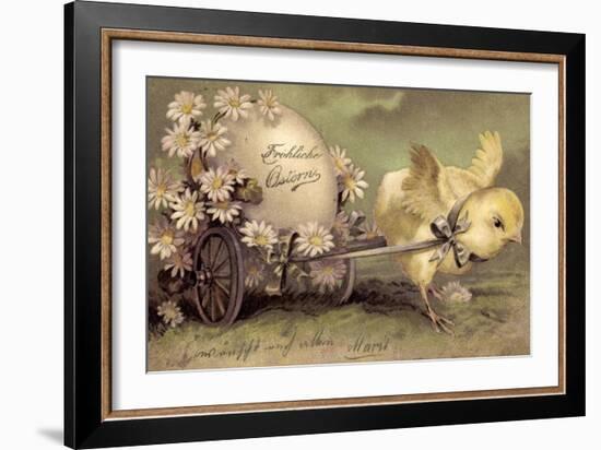 Glückwunsch Ostern, Küken Mit Osterei, Gänseblümchen-null-Framed Giclee Print