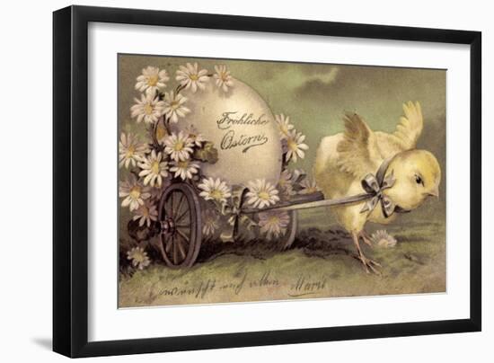 Glückwunsch Ostern, Küken Mit Osterei, Gänseblümchen-null-Framed Giclee Print