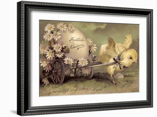 Glückwunsch Ostern, Küken Mit Osterei, Gänseblümchen-null-Framed Giclee Print