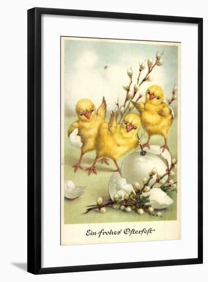 Glückwunsch Ostern, Küken Mit Weidenkätzchen-null-Framed Giclee Print