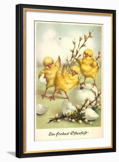 Glückwunsch Ostern, Küken Mit Weidenkätzchen-null-Framed Giclee Print