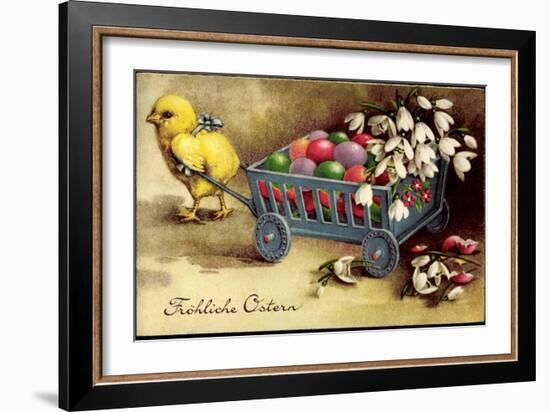 Glückwunsch Ostern, Küken Zieht Wagen Mit Ostereiern-null-Framed Giclee Print