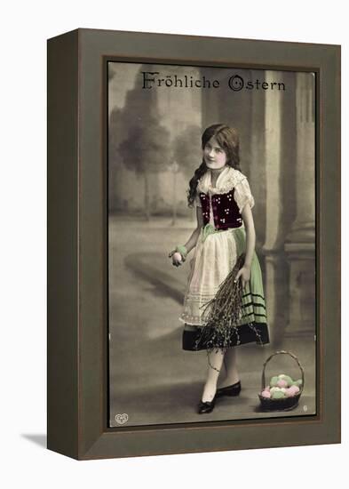 Glückwunsch Ostern, Mädchen Mit Weidenkätzchen-null-Framed Premier Image Canvas