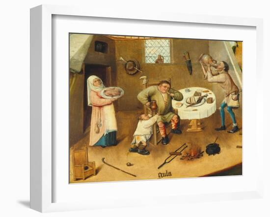 Gluttony, Detail from the Table of the Seven Deadly Sins and the Four Last Things, Ca. 1480-Hieronymus Bosch-Framed Giclee Print