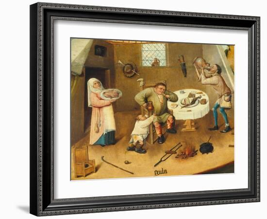 Gluttony, Detail from the Table of the Seven Deadly Sins and the Four Last Things, Ca. 1480-Hieronymus Bosch-Framed Giclee Print