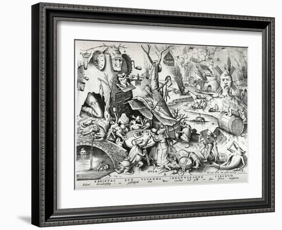 Gluttony, from the Seven Deadly Sins, Engraved by Pieter Van Der Heyden (C.1530-72) 1558-Pieter Bruegel the Elder-Framed Giclee Print