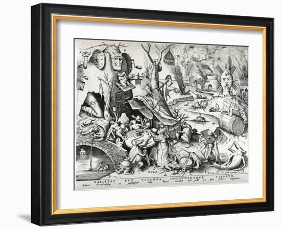 Gluttony, from the Seven Deadly Sins, Engraved by Pieter Van Der Heyden (C.1530-72) 1558-Pieter Bruegel the Elder-Framed Giclee Print