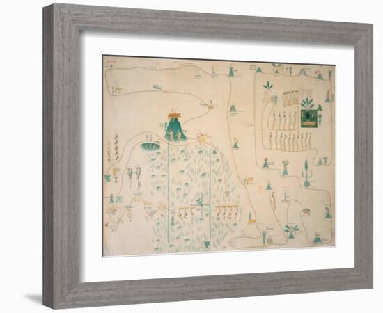 Glyph Map of Aztec Migration from Aztlan to Tenochtitlan, Published C.1830-Johann Friedrich Maximilian Von Waldeck-Framed Giclee Print