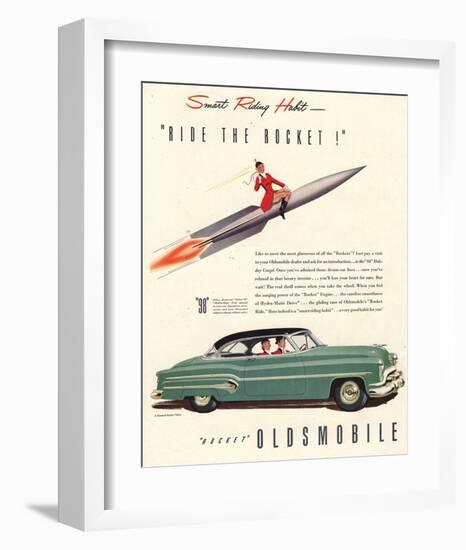 GM Oldsmobile- Ride the Rocket-null-Framed Art Print