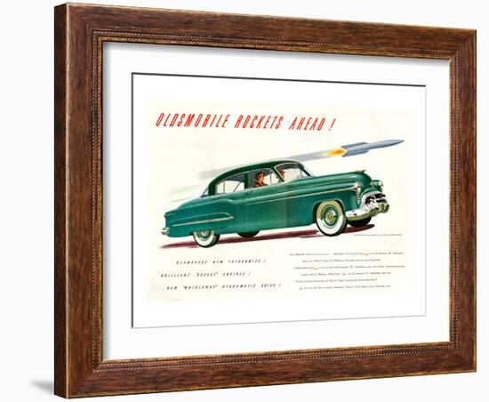 GM Oldsmobile-Rockets Ahead-null-Framed Art Print