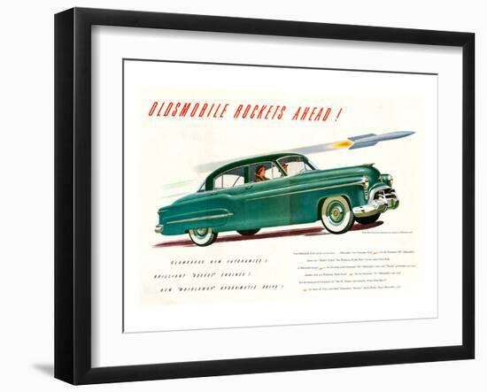 GM Oldsmobile-Rockets Ahead-null-Framed Art Print