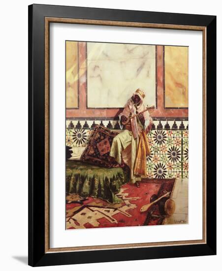 Gnaoua in a North African Interior (Oil on Panel)-Rudolphe Ernst-Framed Giclee Print