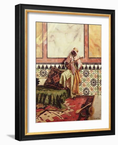 Gnaoua in a North African Interior (Oil on Panel)-Rudolphe Ernst-Framed Giclee Print