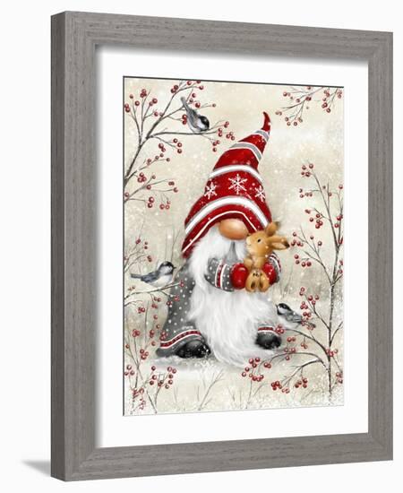 Gnome Hugging Rabbit-MAKIKO-Framed Giclee Print