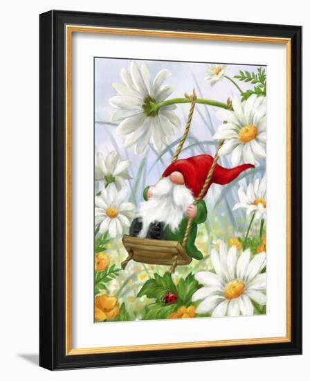 Gnome on Swing-MAKIKO-Framed Giclee Print