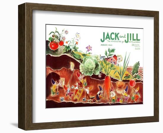 Gnome's at Work - Jack and Jill, August 1940-Frank Dobias-Framed Giclee Print