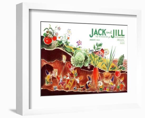 Gnome's at Work - Jack and Jill, August 1940-Frank Dobias-Framed Giclee Print