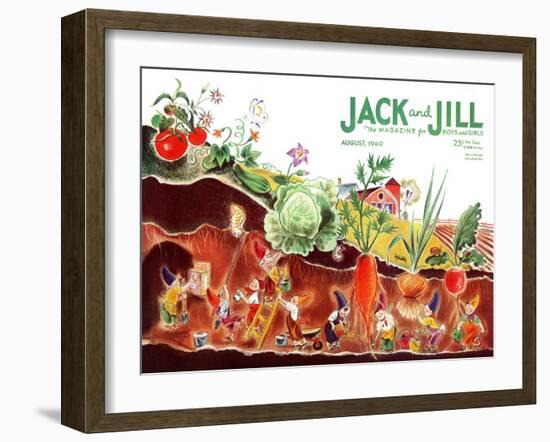 Gnome's at Work - Jack and Jill, August 1940-Frank Dobias-Framed Giclee Print