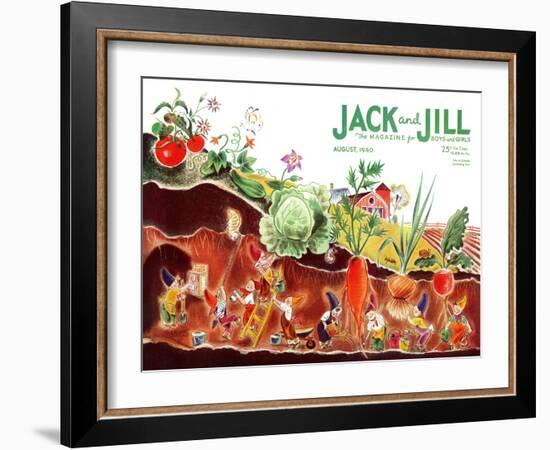 Gnome's at Work - Jack and Jill, August 1940-Frank Dobias-Framed Giclee Print