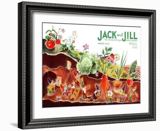 Gnome's at Work - Jack and Jill, August 1940-Frank Dobias-Framed Giclee Print