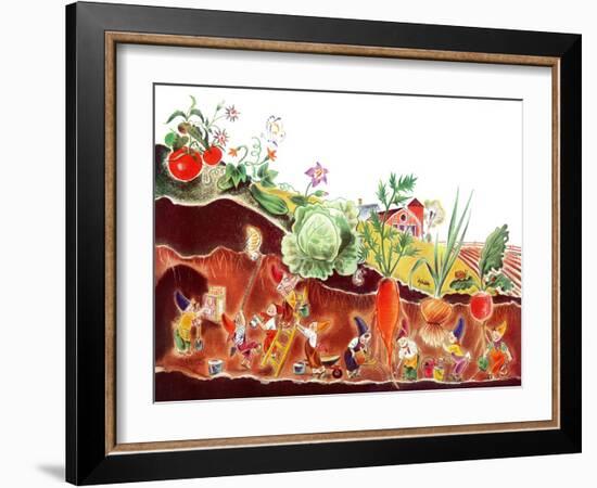 Gnome's at Work - Jack and Jill, August 1940-Frank Dobias-Framed Giclee Print