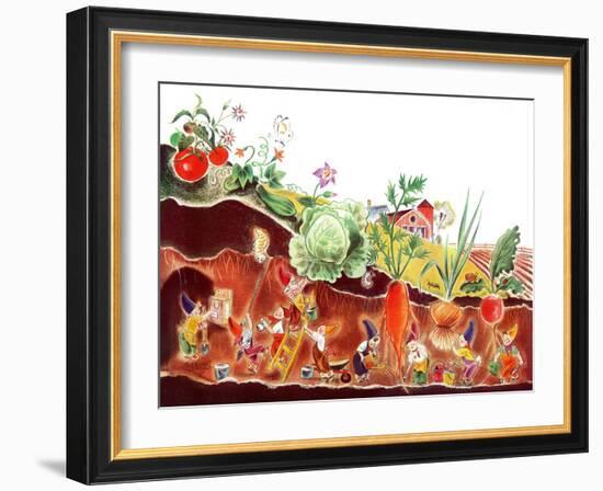 Gnome's at Work - Jack and Jill, August 1940-Frank Dobias-Framed Giclee Print