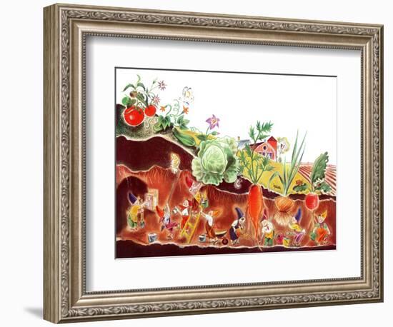 Gnome's at Work - Jack and Jill, August 1940-Frank Dobias-Framed Giclee Print