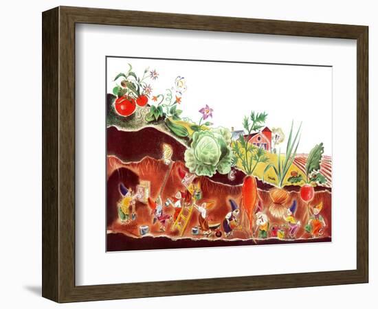 Gnome's at Work - Jack and Jill, August 1940-Frank Dobias-Framed Giclee Print