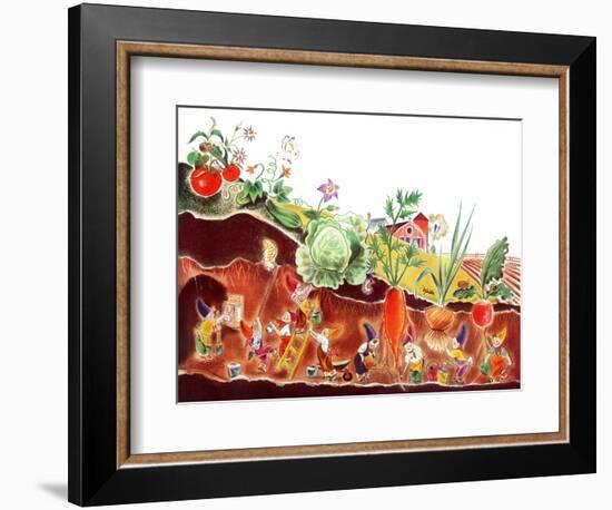 Gnome's at Work - Jack and Jill, August 1940-Frank Dobias-Framed Giclee Print