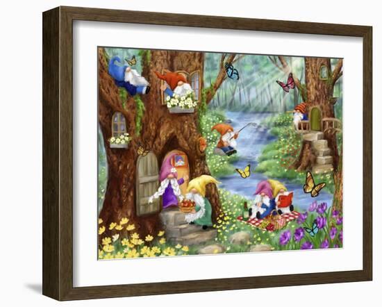 Gnome's life in Forest-MAKIKO-Framed Giclee Print