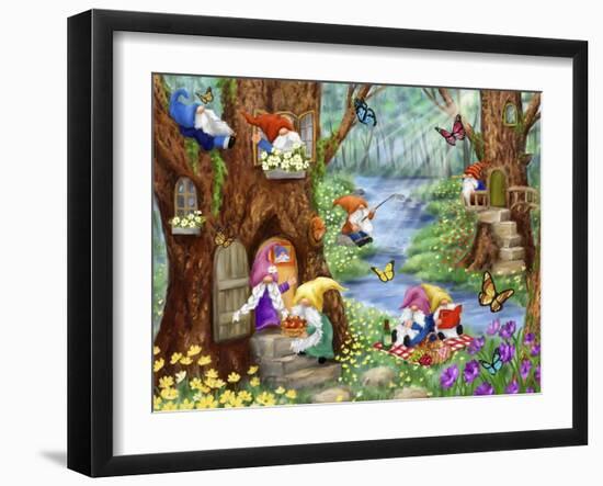 Gnome's life in Forest-MAKIKO-Framed Giclee Print