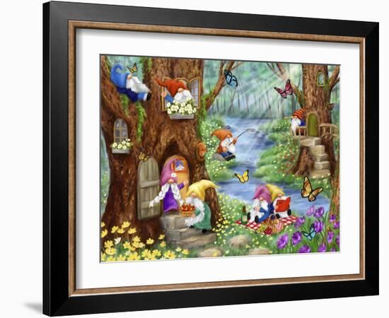 Gnome's life in Forest-MAKIKO-Framed Giclee Print