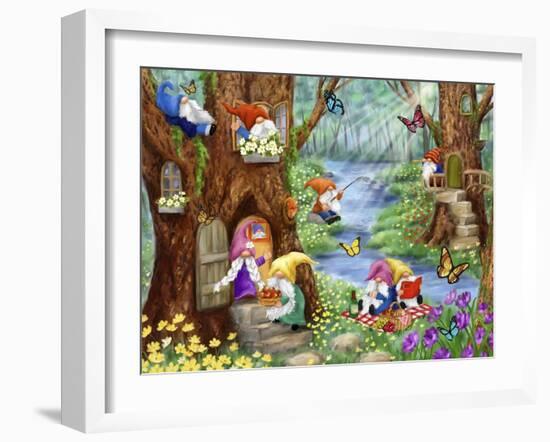 Gnome's life in Forest-MAKIKO-Framed Giclee Print