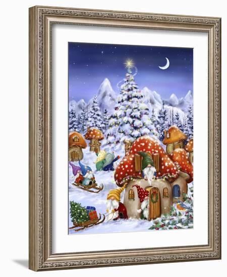 Gnome Winter Village-MAKIKO-Framed Giclee Print