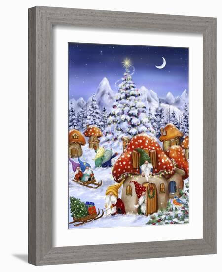 Gnome Winter Village-MAKIKO-Framed Giclee Print