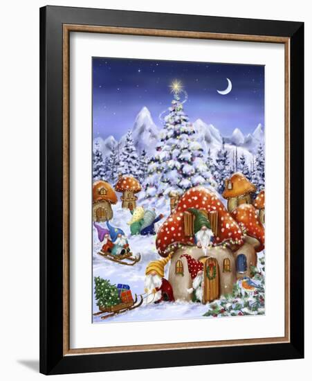 Gnome Winter Village-MAKIKO-Framed Giclee Print