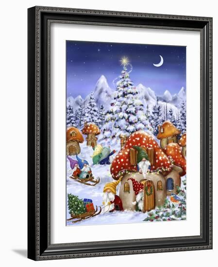 Gnome Winter Village-MAKIKO-Framed Giclee Print