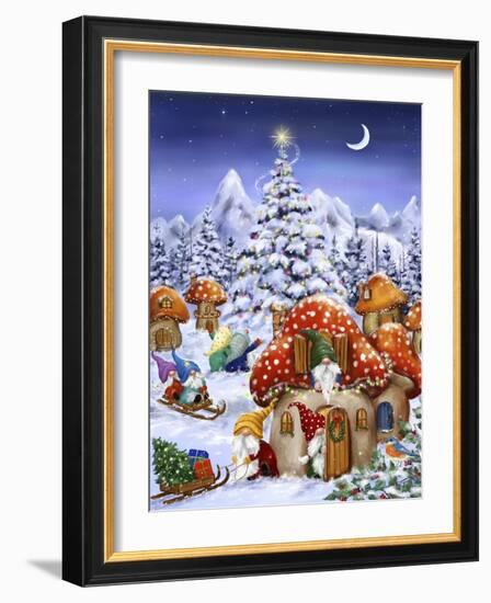 Gnome Winter Village-MAKIKO-Framed Giclee Print