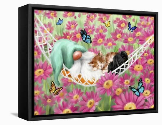 Gnome with Cat Sleeping-MAKIKO-Framed Premier Image Canvas