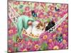 Gnome with Cat Sleeping-MAKIKO-Mounted Giclee Print
