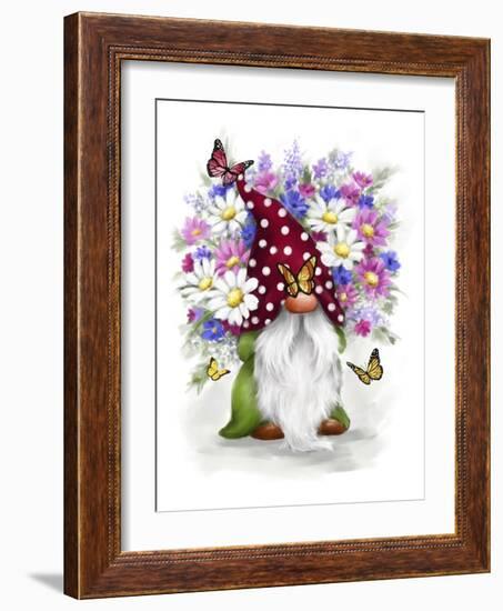 Gnome with Flowers-MAKIKO-Framed Giclee Print