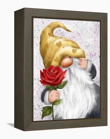 Gnome with Red Rose-MAKIKO-Framed Premier Image Canvas