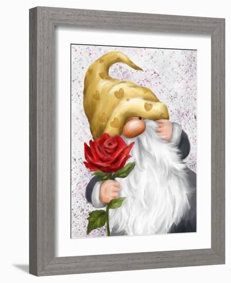 Gnome with Red Rose-MAKIKO-Framed Giclee Print