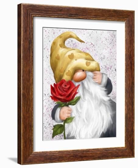 Gnome with Red Rose-MAKIKO-Framed Giclee Print