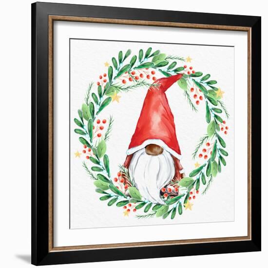 Gnome Wreath 1 v2-Kim Allen-Framed Art Print