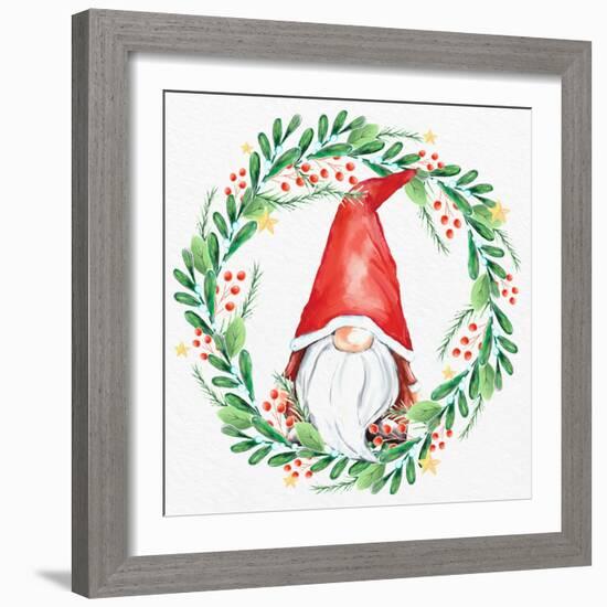 Gnome Wreath 1-Kim Allen-Framed Art Print