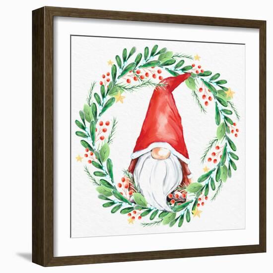 Gnome Wreath 1-Kim Allen-Framed Art Print