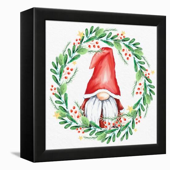 Gnome Wreath 3-Kim Allen-Framed Stretched Canvas