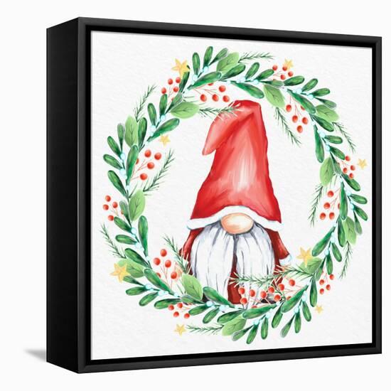 Gnome Wreath 3-Kim Allen-Framed Stretched Canvas